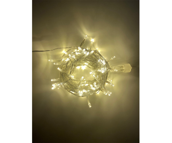 Χριστουγεννιάτικα φωτάκια led 100L σε θερμό λευκό χρώμα με 8 προγράμματα λειτουργίας (διάφανο καλώδιο)