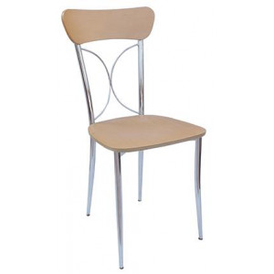 AMOSA καρέκλα μεταλλική χρωμίου με πλάτη ξύλο ΦΥΣΙΚΟ κάθισμα ΞΥΛΟ, 40x45x85