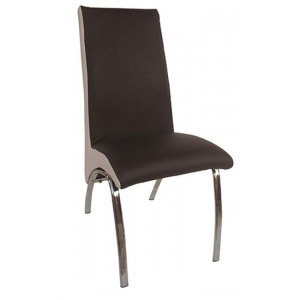 C-012 καρέκλα μεταλλικη χρωμίου με ταπετσαρία δερματίνη ΜΑΥΡΗ-ΕΚΡΟΥ, 42x63x93