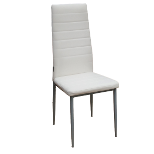 EVI-S καρέκλα μεταλλική σατινέ με ταπετσαρία δερματίνη ΛΕΥΚΗ, 42x49x98
