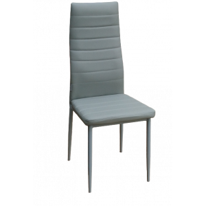 EVI-S καρέκλα μεταλλική σατινέ με ταπετσαρία δερματίνη ΓΚΡΙ, 42x49x98