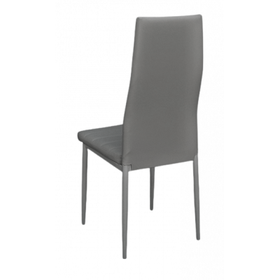 EVI-S καρέκλα μεταλλική σατινέ με ταπετσαρία δερματίνη ΓΚΡΙ, 42x49x98