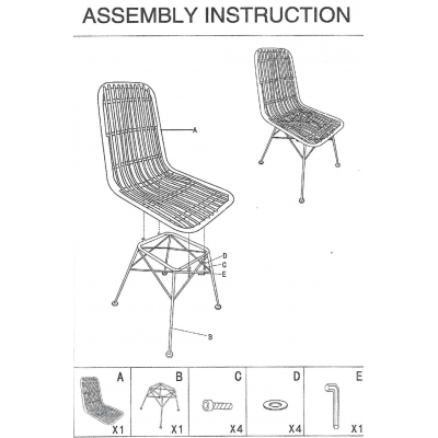 YAYA-CH καρέκλα εξοπλισμού μεταλλική wicker ΦΥΣΙΚΟ με ΜΑΞΙΛΑΡΙ, 45x60x93