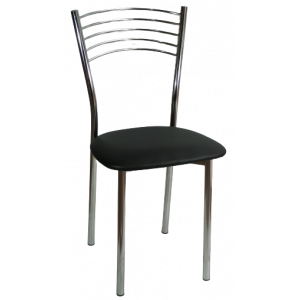 DANIELA καρέκλα μεταλλική χρωμίου με ταπετσαρία δερματίνη ΜΑΥΡΗ, 40x47x85