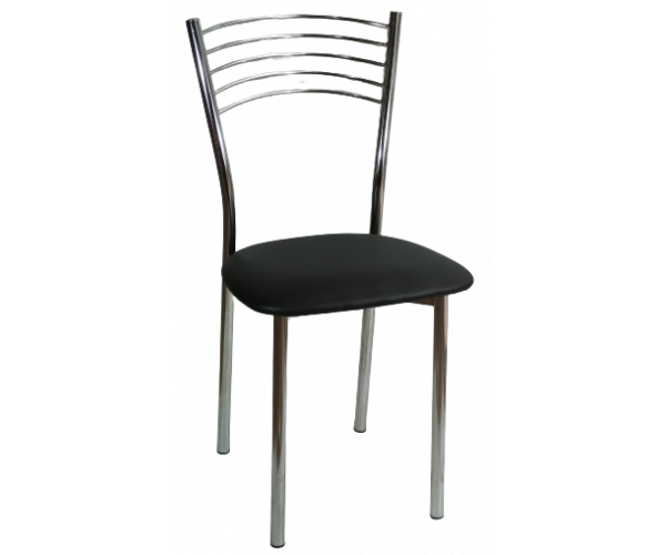 DANIELA καρέκλα μεταλλική χρωμίου με ταπετσαρία δερματίνη ΜΑΥΡΗ, 40x47x85
