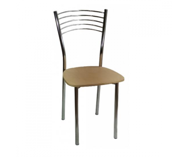 DANIELA καρέκλα μεταλλική χρωμίου με ΞΥΛΟ ΦΥΣΙΚΟ, 40x47x85
