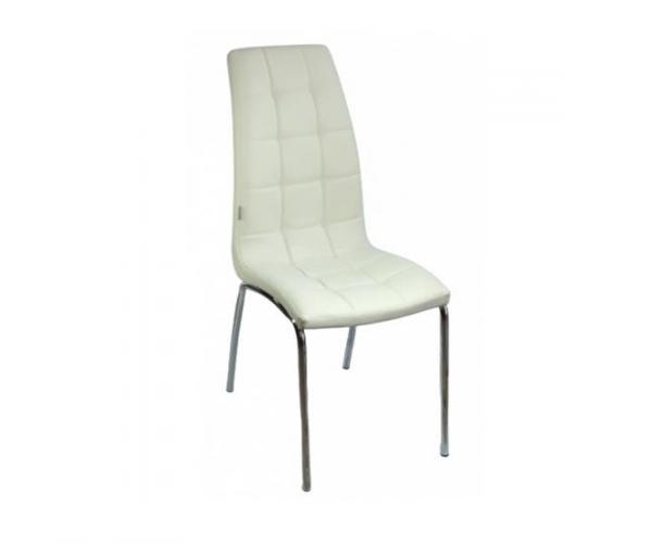 MELVA καρέκλα χρωμίου ντυμένη με ταπετσαρία δερματίνη ΕΚΡΟΥ 41x55x99