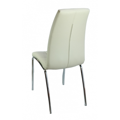 MELVA καρέκλα χρωμίου ντυμένη με ταπετσαρία δερματίνη ΕΚΡΟΥ 41x55x99