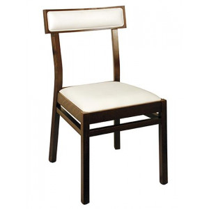 ITALIA καρέκλα με σκελετός ξύλινο σε χρώμα WENGE & κάθισμα ΔΕΡΜΑΤΙΝΗ ΛΕΥΚΗ, 46x50x82
