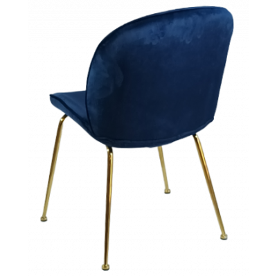 CAROL-CH καρέκλα μεταλλική ΧΡΥΣΟ με ταπετσαρία ύφασμα ΜΠΛΕ, 51x65x83