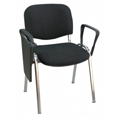 ISO-ANALOGIO καρέκλα επισκέπτη σκελετός ΧΡΩΜΙΟΥ κάθισμα ΔΕΡΜΑΤΙΝΗ ΜΑΥΡΗ, 53x42xΗ80