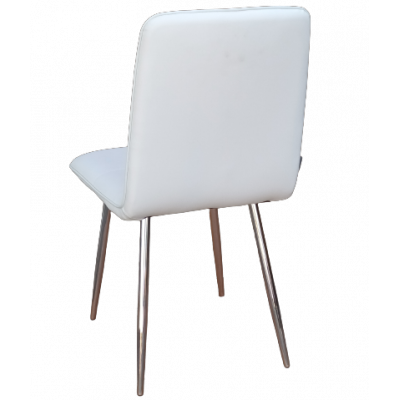 ZIRU καρέκλα χρωμίου με ταπετσαρία δερματίνη ΛΕΥΚΗ, 49x50x89