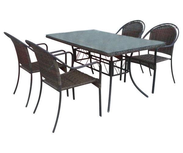 NIMES-SET σετ κήπου μεταλλικό με rattan 90x150xH75 / 55x55xH75 NIMES-SET σετ κήπου μεταλλικό με rattan 90x150xH75 / 55x55xH75
