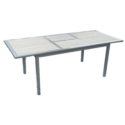 LAMBO τραπέζι κήπου αλουμινίου polywood ΓΚΡΙ, 90x152(+58)