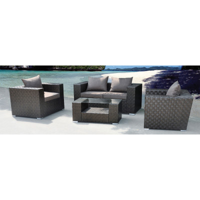 SIERRA σετ κήπου αλουμινίου με wicker ΓΚΡΙ, Π88x89x91 / Κ148x89x91 / Τ122x61x40 