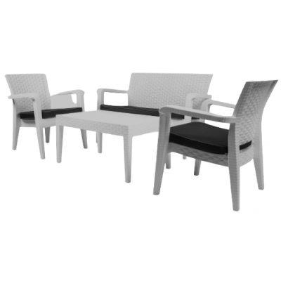 ALASKA-SET σετ κήπου polypropylene ΛΕΥΚΟ, 71x60x81+127x60x81+90x55x45