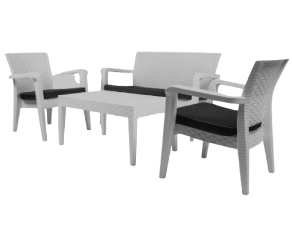 ALASKA-SET σετ κήπου polypropylene ΛΕΥΚΟ, 71x60x81+127x60x81+90x55x45