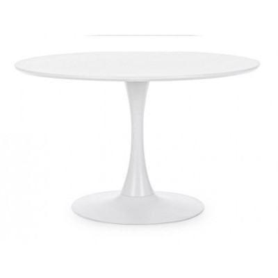 SIMPLE τραπέζι μεταλλικό με επιφάνεια mdf ΛΕΥΚΟ, Φ100xh75