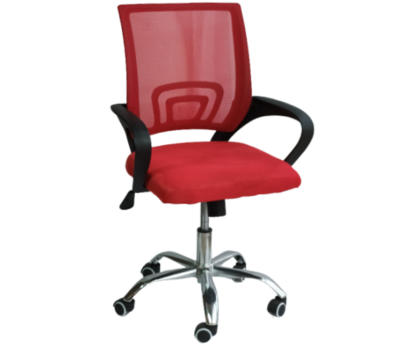 BY-017 πολυθρόνα γραφείου ύφασμα mesh ΚΟΚΚΙΝΗ, 57x55x86/96