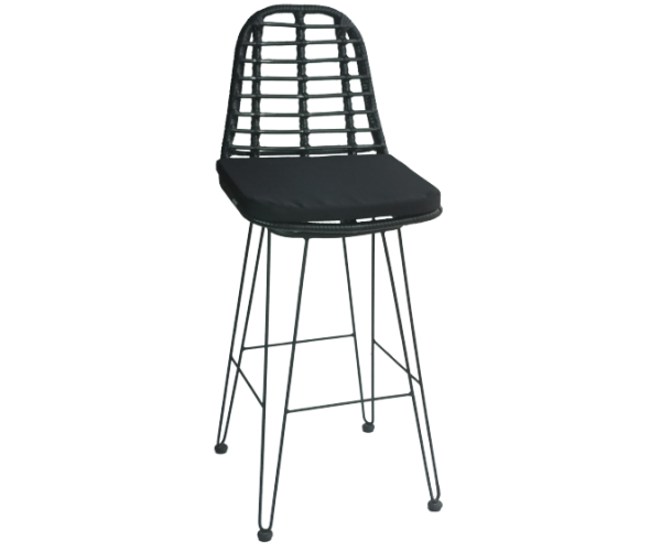 YAYA-ST σκαμπό ψηλό μεταλλικό wicker ΜΑΥΡΟ / 45x55xΗ112