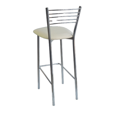 DANIELA-STOOL-C σκαμπό ψηλό μεταλλικό ΧΡΩΜΙΟΥ κάθισμα ΔΕΡΜΑΤΙΝΗ ΕΚΡΟΥ, 42x48xH106