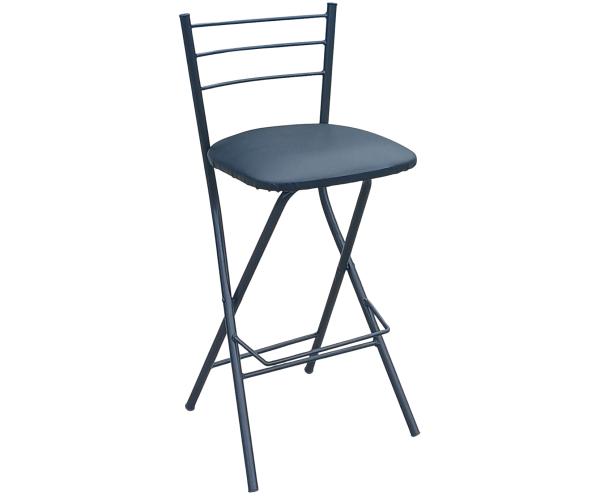 CLEOPATRA σκαμπό ψηλό μεταλλικό ΜΑΥΡΟ με κάθισμα ΔΕΡΜΑΤΙΝΗ ΜΑΥΡΗ / 38x43xH89