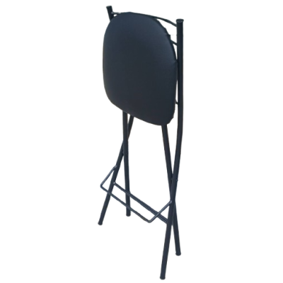 CLEOPATRA σκαμπό ψηλό μεταλλικό ΜΑΥΡΟ με κάθισμα ΔΕΡΜΑΤΙΝΗ ΜΑΥΡΗ / 38x43xH89