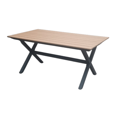 MEDITERRANEO-T τραπέζι κήπου αλουμινίου ΑΝΘΡΑΚΙ polywood TEAK, 92x160xh75 