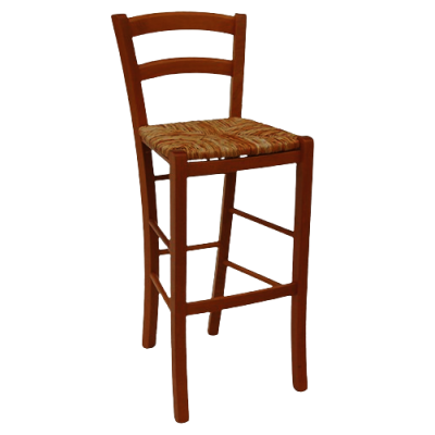 42-AA σκαμπό ψηλό ξύλινο ΚΑΡΥΔΙ με ΨΑΘΑ, 41x44x102/H73