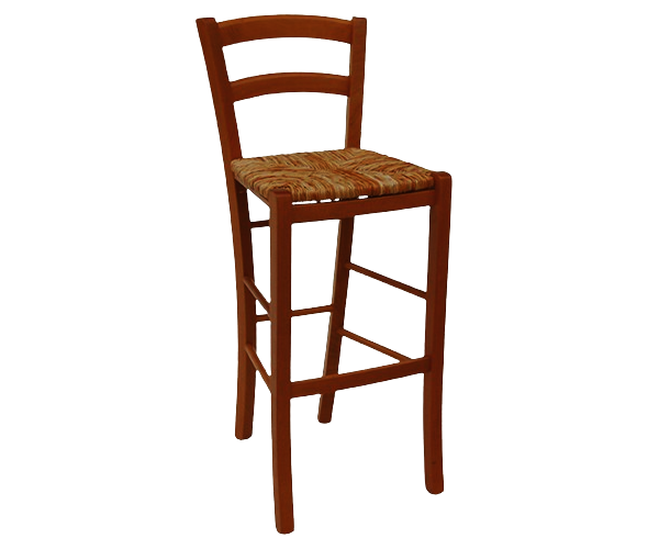 42-AA σκαμπό ψηλό ξύλινο ΚΑΡΥΔΙ με ΨΑΘΑ, 41x44x102/H73