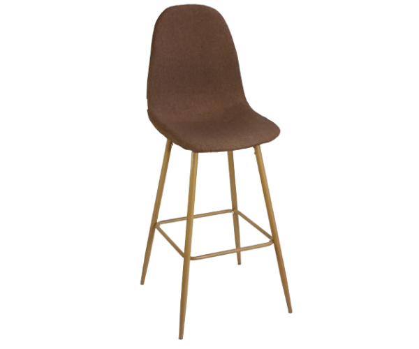 LINA-STOOL σκαμπό ψηλό μεταλλικό ΞΥΛΟ ύφασμα ΚΑΦΕ, 44x50x116