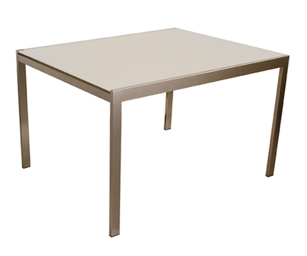 ALANDINO τραπέζι σατινέ με τζάμι χρώμα ΛΕΥΚΟ, 70x110(+65)xH75