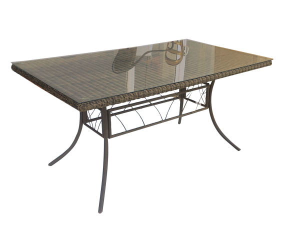 NIMES-T τραπέζι κήπου μεταλλικό με rattan 90x150xH75 NIMES-T τραπέζι κήπου μεταλλικό με rattan 90x150xH75