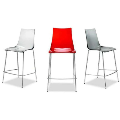 ZEBRA-2546 σκαμπό ψηλό μεταλλικό χρωμίου polycarbonate ΔΙΑΦΑΝΟ, 48x51xΗ65/103