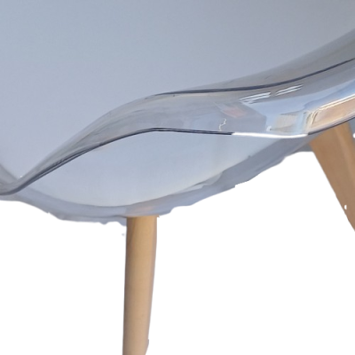 BERG-PL-W καρέκλα βάση ξύλο δερματίνη ΛΕΥΚΗ plexiglass ΔΙΑΦΑΝΗ / 52x49x82