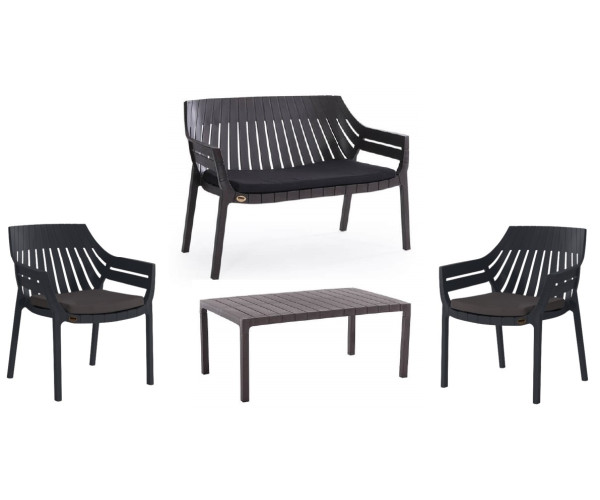 HILTON-SET κήπου σετ polypropylene ΑΝΘΡΑΚΙ, κ119x67xH82 / π70x66xH82 / τ97x60xH40 HILTON-SET κήπου σετ polypropylene ΑΝΘΡΑΚΙ, κ119x67xH82 / π70x66xH82 / τ97x60xH40