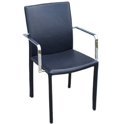 YL-9009B πολυθρόνα εσωτερικού χώρου μεταλλική με τεχνόδερμα ΜΑΥΡΟ / 54x54xH88