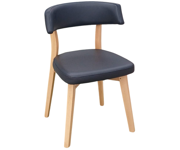 MEGAN-2 καρέκλα ξύλινη τραπεζαρίας σε χρώμα ΦΥΣΙΚΟ & κάθισμα ΔΕΡΜΑΤΙΝΗ ΜΑΥΡΗ / 50x47xH77