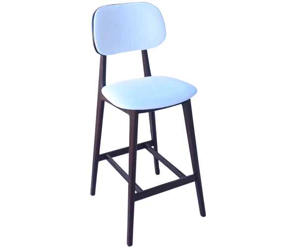 LUNA-3-ST σκαμπό ψηλό με πλάτη ξύλo ΚΑΡΥΔΙ κάθισμα δερματίνη ΛΕΥΚΗ / 44x48xH112