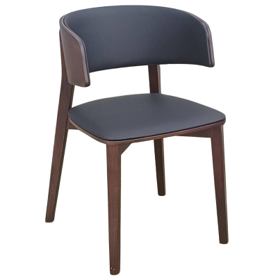 DREAM-3 καρέκλα τραπεζαρίας ξύλο ΚΑΡΥΔΙ με δερματίνη ΜΑΥΡΗ / 49x47xH76