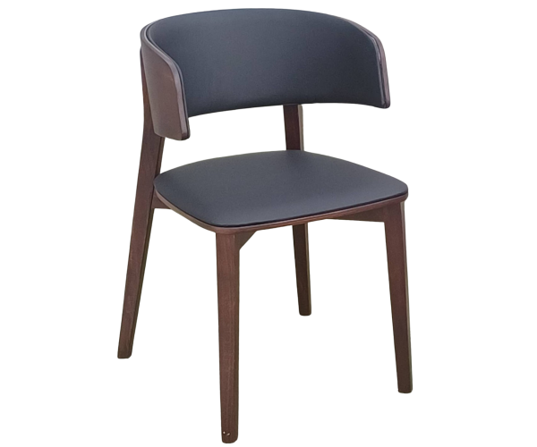 DREAM-3 καρέκλα τραπεζαρίας ξύλο ΚΑΡΥΔΙ με δερματίνη ΜΑΥΡΗ / 49x47xH76