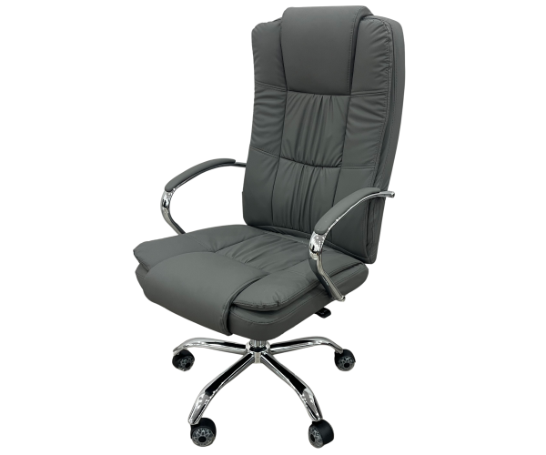 STAMP πολυθρόνα γραφείου διευθυντού δερματίνη ΓΚΡΙ ΣΚΟΥΡΟ / 70x60xH116-126