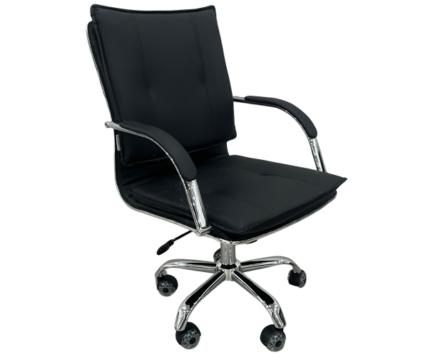 PENCIL πολυθρόνα γραφείου χαμηλή πλάτη δερματίνη ΜΑΥΡΗ / 66x57xΗ91-101