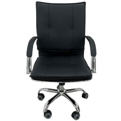 PENCIL πολυθρόνα γραφείου χαμηλή πλάτη δερματίνη ΜΑΥΡΗ / 66x57xΗ91-101