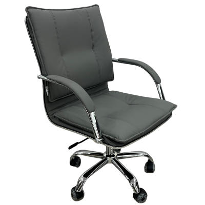 PENCIL πολυθρόνα γραφείου χαμηλή πλάτη δερματίνη ΓΚΡΙ ΑΝΟΙΚΤΟ / 66x57xΗ91-101