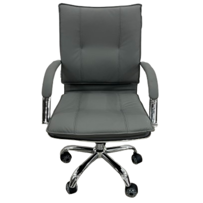 PENCIL πολυθρόνα γραφείου χαμηλή πλάτη δερματίνη ΓΚΡΙ ΑΝΟΙΚΤΟ / 66x57xΗ91-101