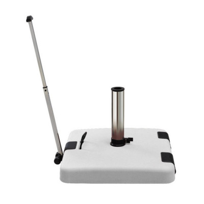 Λευκή Τσιμεντένια Βάση Ομπρέλας 50Kgr , Με Λαβή Και Ρόδες