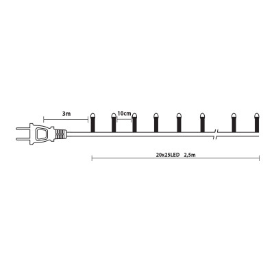 500Led Σταθερά Λαμπάκια Copper (Χταπόδι) 20 Πλοκάμια x 25Led Με Ασημί Καλώδιο Και Θερμό Φωτισμό Με Μετασχηματιστή Ip44 ,2,5 Μέτρα 