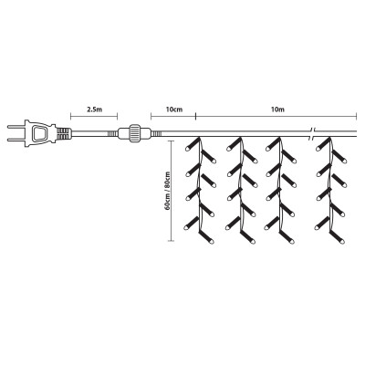 Led Κουρτίνα Snow Fall Με Επέκταση Διπλής Όψης Ip44,10m x 30(H)cm (Kelvin: 6.000 - 10.000)