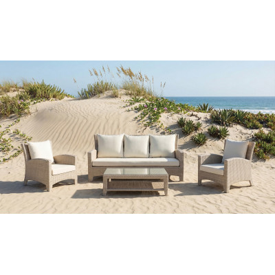 Καθιστικό Σέτ Rattan Με Αλουμίνιο Σκελετό ,Σέτ 4 Τεμαχίων